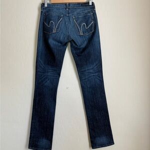 Citizens of Humanity Jeans Low Rise Straight Leg Dark Wash Embroidered 26